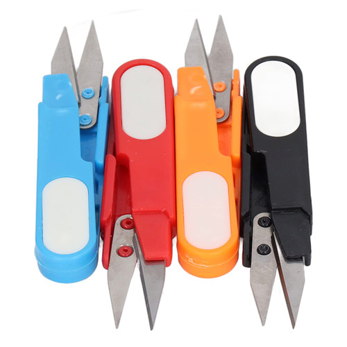 GLOGLOW 4Pcs Thread Snips Sewing Trimming Nipper Durable Sewing Scissors Lightweight Thread Cutter U Shape DIY Handcraft Mini Small Snips Stainless Steel Portable Sewing Snips