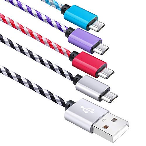 Android Cable,Micro USB Cable,Micro Charging Cord,4-Pack 2M Fast Charging Micro USB Cord Sync Charging Nylon Braided Cord Charging Cable Replacement for Samsung S7/S6,HTC,Huawei and More Android Phone