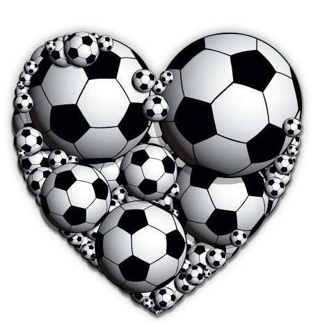 GT Graphics Soccer Balls Heart - 5" Vinyl Sticker - for Car Laptop I-Pad - Waterproof Decal