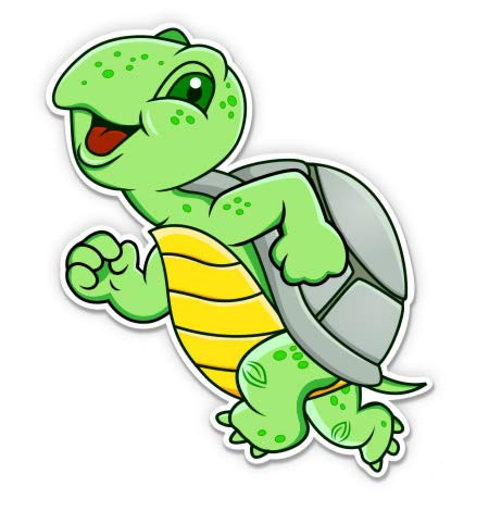 GT Graphics Turtle Running Cute - 5" Vinyl Sticker - for Car Laptop I-Pad - Waterproof Decal