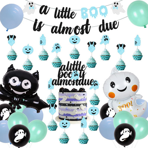 A Little Boo Is Almost Due Halloween Baby Shower Decorations for Boys - Blue Black Glitter A Little Boo Is Almost Due Banner Cake Cupcake Topper Balloons Black Bat Ghost Foil Balloons for Little Boo Welcome Baby Party Decor A Little Boo Is Almost Due Halloween Baby Shower Decorations for Boys - Blue Black Glitter A Little Boo Is Almost Due Banner Cake Cupcake Topper Balloons Black Bat Ghost Foil Balloons for Little Boo Welcome Baby Party Decor