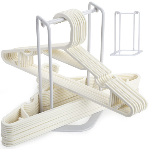 HAKDAY Hanger Stacker Organizer Stand, White Portable Hanger Holder Laundry Room Organization Hanger Rack Storage