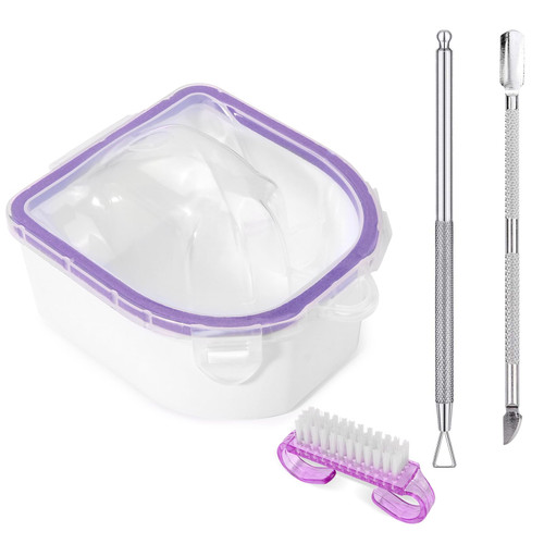 Yokilly Nail Soaking Bowl, 1 PCS Soak Off Gel Polish Remover Manicure Bowl, Acetone Nail Soak Off Bowl for Acrylic Nails Dip Powder Remover Kit with Cuticle Peeler, Cuticle Pusher (Purple)