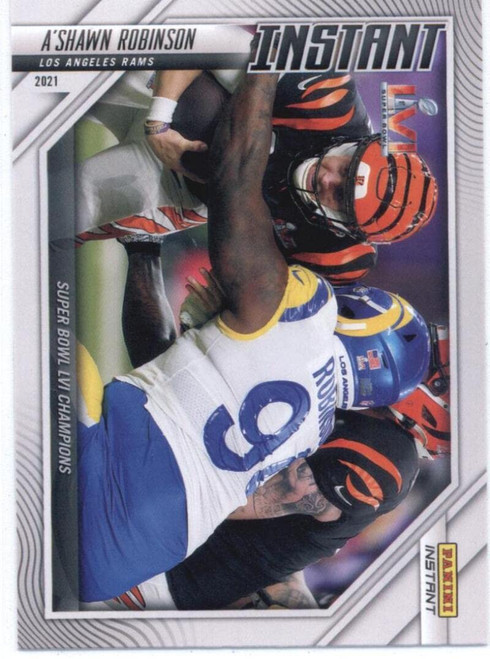 2022 Panini Instant Super Bowl LVI #16 A'Shawn Robinson Los Angeles Rams NFL Football Trading Card
