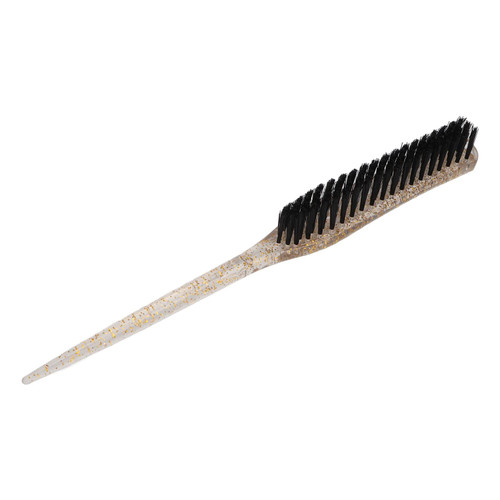 Teasing Hair Brush, Glitter Handle Soft Nylon Back Combing Rat Tail Teasing Brush for Back Combing (Gold)