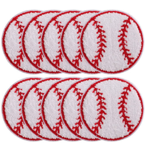 MAGICLULU Chenille Iron on Baseball Patch 10pcs Baseball Softball Embroidered Sew On Patches Decorative Repair Patches Chenille Applique for DIY Jeans Clothes Bag Caps