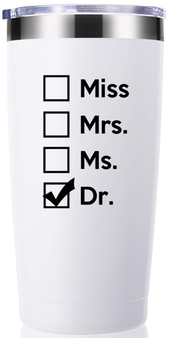momocici Miss Mrs Ms Dr 20 OZ Tumbler.Thank You Appreciation Doctor Gifts.Birthday,Christmas,Medical Graduation Gifts for Men Women.Dentist,Doctor,Physician Travel Mug(White)