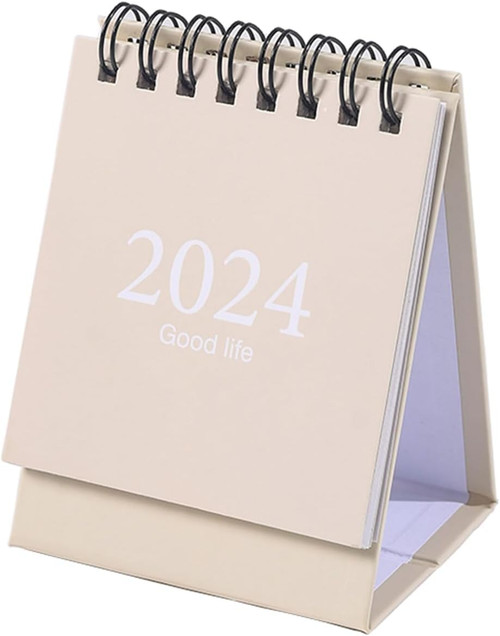 Small Desk Calendar 2023-2024, Mini Desk Calendar from Aug. 2023 - Dec. 2024 for Planning Organizing Daily Scheduler, Small Calendar 2024 for Home Office School (beige)