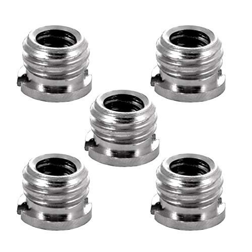 Kamisafe 3/8 Inch Male to 1/4 Inch Female Convert Screw Adapter Adaptor Reducer Bushing Screw Compatible with DSLR Camera Camcorder Monopod Tripod Head Ball Head Video Light Stand (5 Pack)