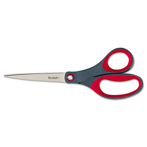 Scotch 1448 Precision Scissors, Pointed, 8-Inch Length, 3 1/8-Inch Cut, Gray/Red