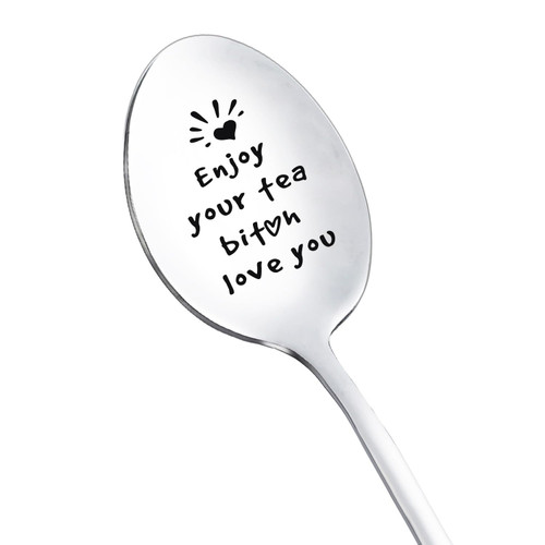 BFF Best Friends Spoon Gifts for Women Teen Girls Funny Enjoy Your Tea Bitch Love You Spoons for Best Friend Friendship Gift for Women Bestie Coffee Tea Lover Gifts Spoons