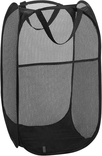 Mesh Pop up Laundry Hamper, Foldable Storage Durable Collapsible Laundry Basket, Clothes Basket Mesh Laundry Washing Bag for Kids Room, College Dorm or Travel
