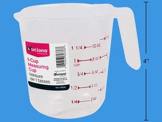 Clear Plastic Measuring Cup - 1 cup Capacity for Measuring Cooking and Baking Ingredients