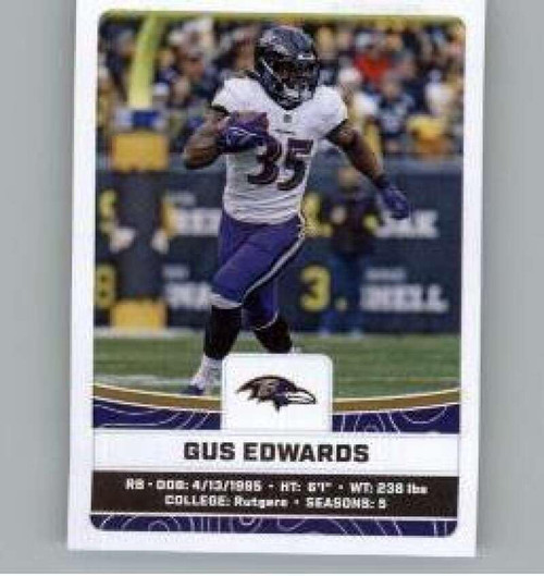 2023 Panini Stickers #116 Gus Edwards Baltimore Ravens Official Thin Mini Sticker NFL Football Trading Card