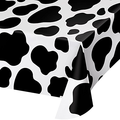 Creative Converting 329659 TABLECOVER PL 54" X 108" AOP COW PRINT 54 x 108" Multicolor