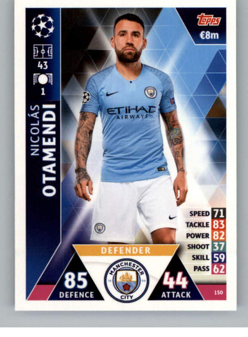 2018-19 Topps UEFA Champions League Match Attax #150 Nicolas Otamendi Manchester City FC Soccer Trading Card