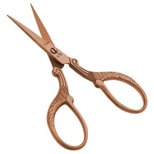 Cut Sharp 3.5" Stainless Steel Sewing Scissors In Different Designs (IMP FANCY 3.5", ROSE GOLD TITANIUM)