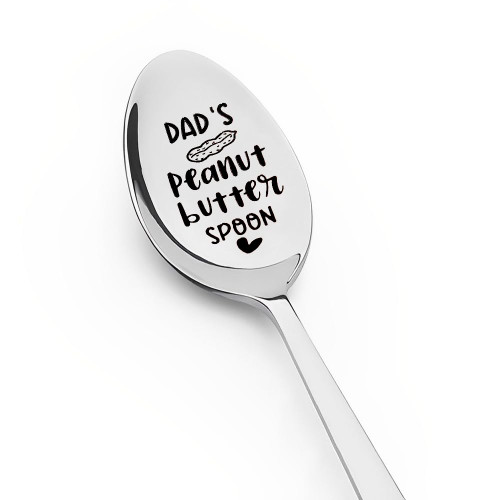 Dad Spoon Gifts from Daughter Son, Dad Christmas Birthday Gifts for Father Daddy Dad's Peanut Butter Spoon for Dad In Law Peanut Butter Lover Gifts for Father Funny Engraved Spoon for Dad Men
