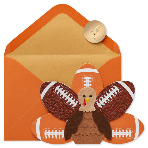 Papyrus Thanksgiving Card (Football Turkey, Grateful for Turkey and Touchdowns)