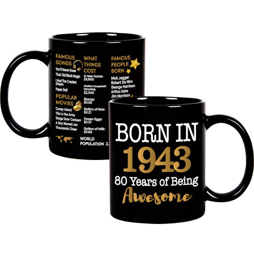 Fatbaby 80th Birthday Gifts for Women Men,1943 Bday Gift Idea for Mom Dad Husband Wife Grandma Grandpa,80 Year Old Birthday Coffee Mug,Eighty Tea Cup 11oz Fatbaby 80th Birthday Gifts for Women Men,1943 Bday Gift Idea for Mom Dad Husband Wife Grandma Grandpa,80 Year Old Birthday Coffee Mug,Eighty Tea Cup 11oz