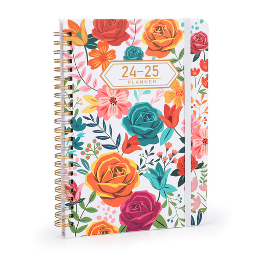 TRIWORKS Undated Weekly Daily Planner, 75 Weeks Journal Spiral Planner, Weekly Goals Notebook, To Do List Planner 2024 Planner, A-White Floral Hardcover