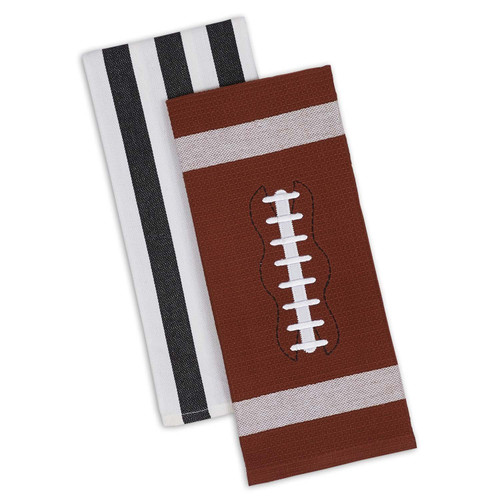 DII Everything Football Kitchen Collection, Dishtowel Set, 18x28, Referee Stripes, 2 Piece