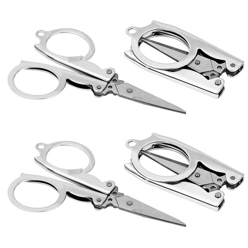 Chevining Folding Scissors Travel Scissors Pocket Scissors Small Foldable Scissors Perfect For Family Travel Craft Camping Outdoor (4 Pcs)