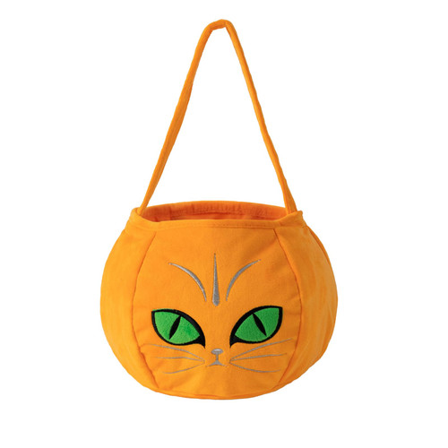 E-FirstFeeling Halloween Pumpkin Bucket Candy Bags Plush Trick or Treat Halloween Basket for Kids Pumpkin Basket Tote for Halloween Parties (Green)