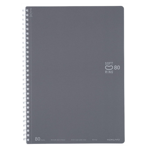 KOKUYO D Shaped Soft Ring Notebook, 6mm ruled w/dot-lines, 36 Lines, 80 Sheets, B5, Gray, Japan Import (SU-SV308BT-DM) KOKUYO D Shaped Soft Ring Notebook, 6mm ruled w/dot-lines, 36 Lines, 80 Sheets, B5, Gray, Japan Import (SU-SV308BT-DM)