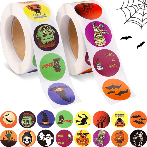 1000PCS Halloween Stickers for Kids, Kalolary Pumpkin Spider Bat Roll Sticker, Self Adhesive Gift Wrapping Packaging Envelope Seals Baking Label Paster Stickers for Halloween Decorations 1000PCS Halloween Stickers for Kids, Kalolary Pumpkin Spider Bat Roll Sticker, Self Adhesive Gift Wrapping Packaging Envelope Seals Baking Label Paster Stickers for Halloween Decorations