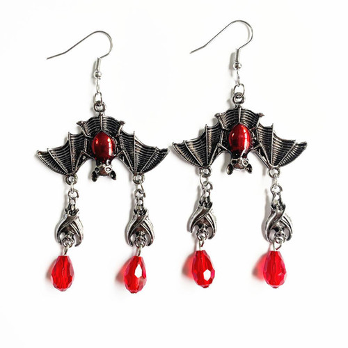 Vintage Gothic Bat Earrings Red Crystal Gem Bat Earrings Dark Vampire Bat Dangle Drop Earrings Punk Rock Style Animal Earrings Halloween Clothing Accessories for Women Teen Girls (Silver) Vintage Gothic Bat Earrings Red Crystal Gem Bat Earrings Dark Vampire Bat Dangle Drop Earrings Punk Rock Style Animal Earrings Halloween Clothing Accessories for Women Teen Girls (Silver)
