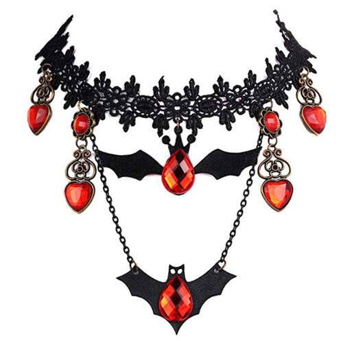YANCHUN Bat Necklace for Women Girls Halloween Bat Pendant Necklace Gothic Black Choker Necklace Halloween Costume Accessories