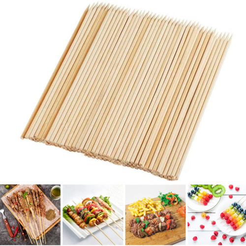 Fu Store Bamboo Skewers, 10 Inch Bamboo Sticks Shish Kabob Skewers, Grill, Appetizer, Fruit, Corn, Chocolate Fountain, Cocktail, Art, Set of 100 Pack