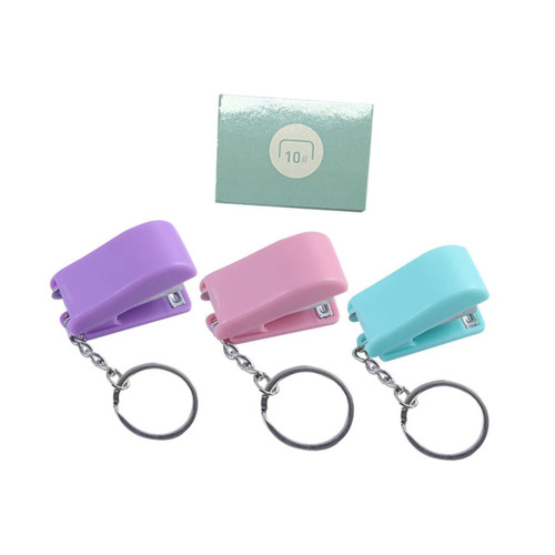 Cabilock 1 Set Keychain Stapler Purple Stapler Key Rings Miniature Staples Fun Mini Keychain School Stationery Supplies Kids Stapler Keychain Pocket Stapler Student Metal Accessories Small