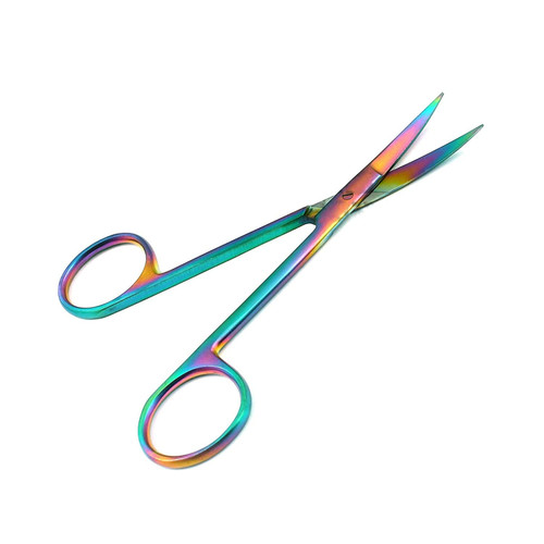 1 Each IRIS Micro Scissors 4.5" Multi Titanium Rainbow Color German Grade Stainless Steel Straight by G.S ONLINE STORE