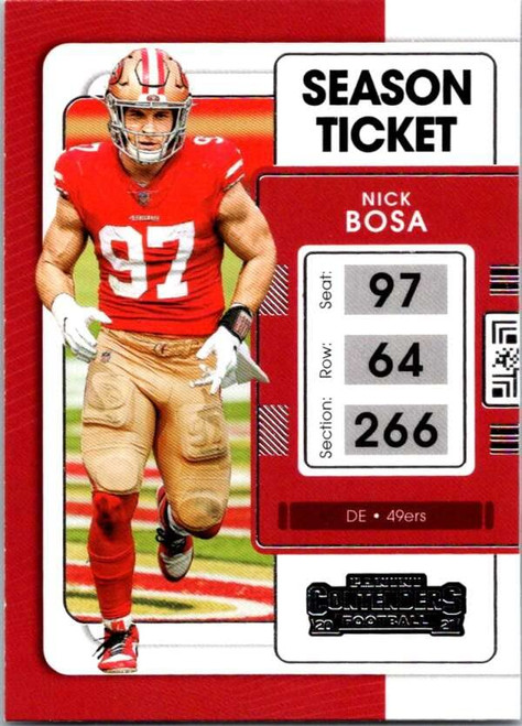 2021 Panini Contenders Season Ticket #90 Nick Bosa San Francisco 49ers NFL Football Trading Card 2021 Panini Contenders Season Ticket #90 Nick Bosa San Francisco 49ers NFL Football Trading Card