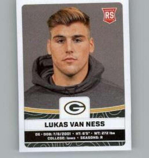 2023 Panini Stickers #413 Lukas Van Ness RC Rookie Green Bay Packers Official Thin Mini Sticker NFL Football Trading Card