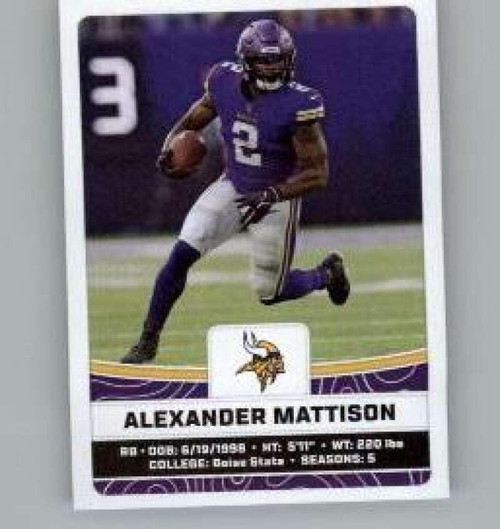2023 Panini Stickers #420 Alexander Mattison Minnesota Vikings Official Thin Mini Sticker NFL Football Trading Card