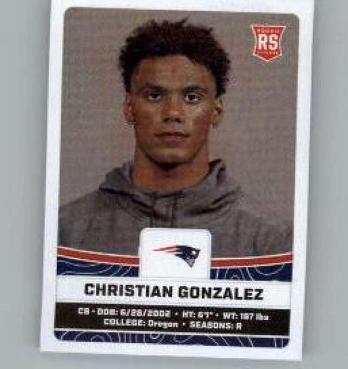 2023 Panini Stickers #92 Christian Gonzalez RC Rookie New England Patriots Official Thin Mini Sticker NFL Football Trading Card 2023 Panini Stickers #92 Christian Gonzalez RC Rookie New England Patriots Official Thin Mini Sticker NFL Football Trading Card
