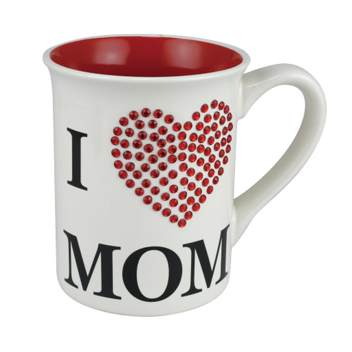 Enesco Our Name is Mud I Heart Mom Rhinestone Coffee Mug, 16 Ounce, Multicolor