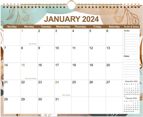 2024 Calendar - Wall Calendar 2024 from January 2024 to December 2024, 12 Months Calendars with Thick Paper, 11" x 14.5", Gold Leaf