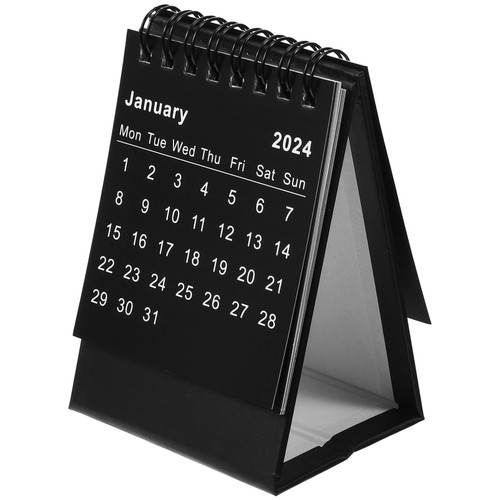 NUOBESTY 2024 Desktop Standing Flip Calendar 2024 Mini Desk Calendar Standing Flip Academic Year Monthly Calendars for Planning Organizing Daily Schedule(Black)