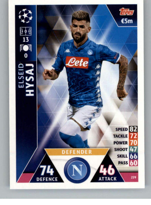 2018-19 Topps UEFA Champions League Match Attax #219 Elseid Hysaj SSC Napoli Soccer Trading Card