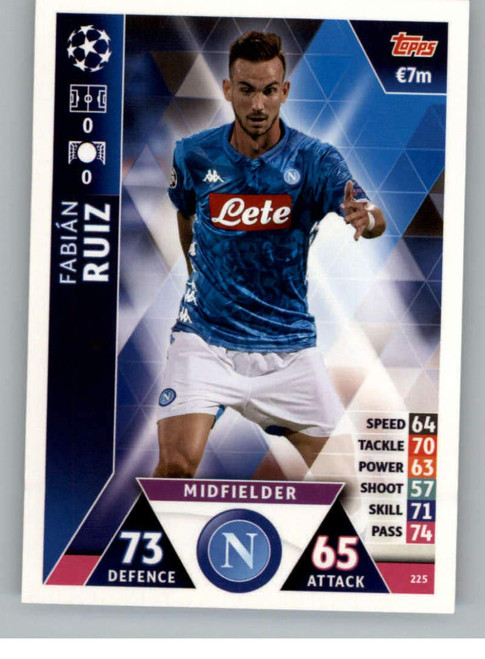 2018-19 Topps UEFA Champions League Match Attax #225 Fabian Ruiz SSC Napoli Soccer Trading Card