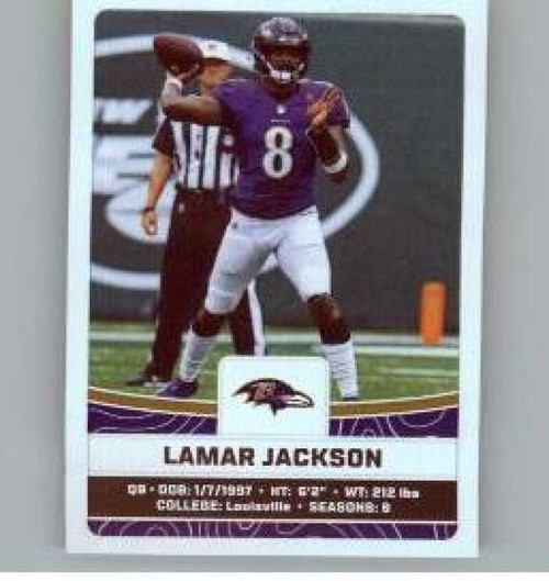 2023 Panini Stickers #114 Lamar Jackson Baltimore Ravens Official Thin Mini Sticker NFL Football Trading Card