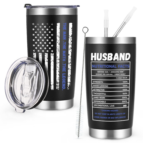 Lifecapido Gifts for Husband, Husband Insulated Tumbler 20 oz, Husband Christmas Gifts Birthday Gifts Father's Day Gifts Anniversary Valentines Day Gifts for Husband Men Him from Wife, Black