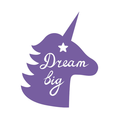 Milk Mug Designs Dream Big Unicorn 5 inch Lavender Vinyl Decal