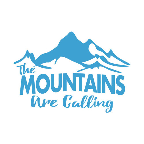 Milk Mug Designs The Mountains are Calling 5 inch Ice Blue Vinyl Decal