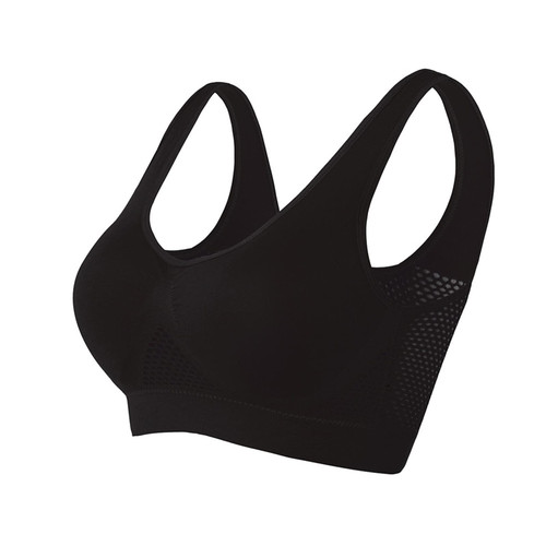 Scrub Sets for Women Clearance Sports Bra for Women Sweat-Free Mesh Shaping Bra Breathable Cool Liftup Air Bra Seamless Wireless Cooling Comfort Bra Seamless Bras for Women with Support Black M