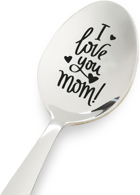 Mothers Day Gift from Son Daughter | Gift for Mom - I Love You Mom Engraved Spoon | Birthday Gift for Mom | Christmas Gift for Mother | Thanksgiving Gift to Mom - 7inch